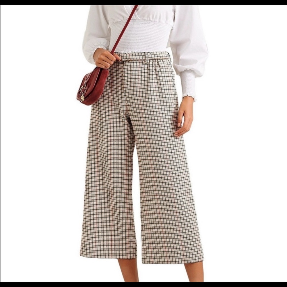 Maje Poldi Plaid Culottes Pants 34- Cropped
